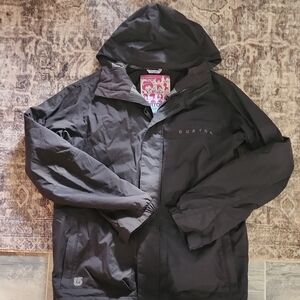 Burton Black Raincoat with Hood and Water-Resistant Finish
